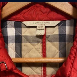 Burberry red quilted button up jacket